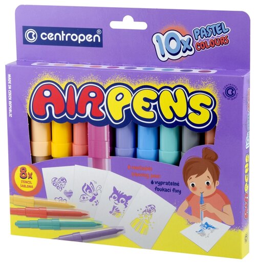 Centropen набор фломастеров AirPens Pastel, 6 1500 1000, разноцветный, 10 шт.