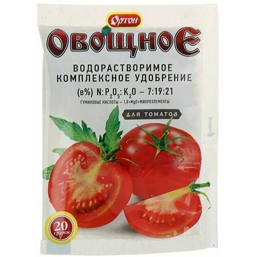 удобрение водорастворимое бесхлорное минеральное овощное 20 г 7 шт Комплексное водорастворимое удобрение с гуматом , овощное для томатов, 20 г