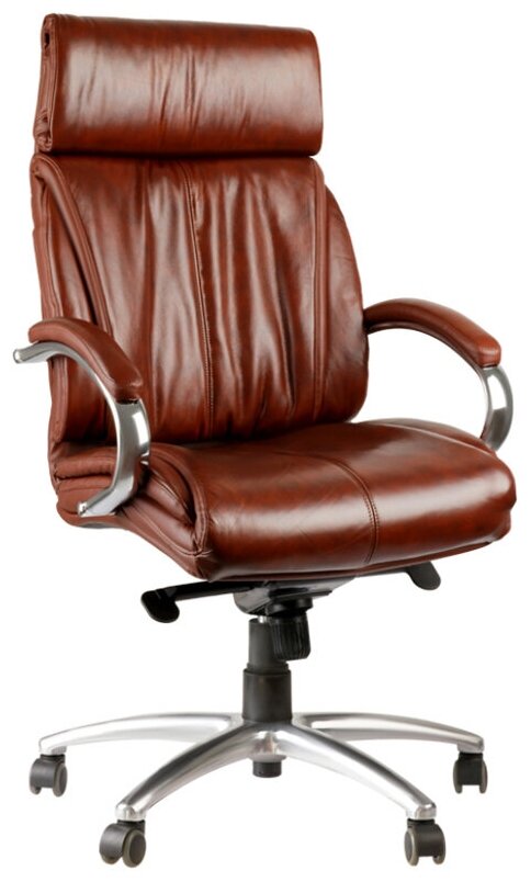 Кресло руководителя Helmi HL-ES04 "Strength" повыш. прочности, кожа бордовая, мультибл, хром, до 250кг