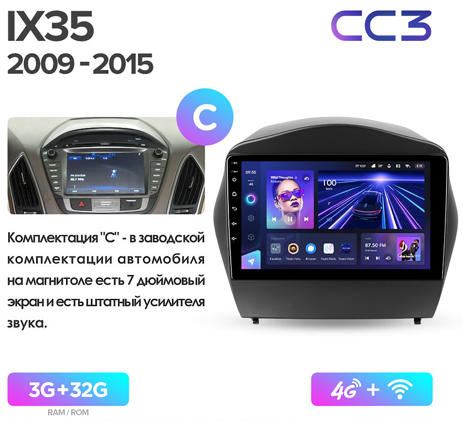 Магнитола Teyes CC3 4/32 "C" Hyundai IX35 2009-2015