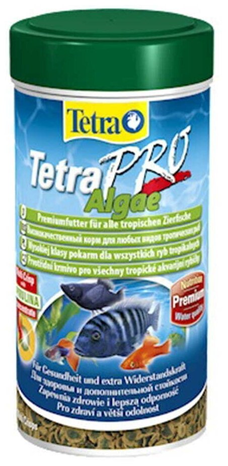 Корм Tetra Pro Algae Crisps 100мл, хлопья с спирулиной для всех видов декоративных рыб