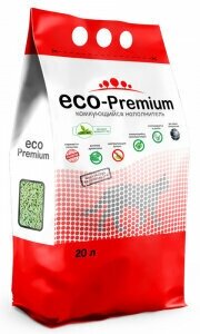 Наполнитель ECO Premium Зеленый чай комкующийся древесный 7.6кг/20л