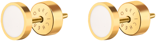 Серьги пусеты Velichenko, серебро, 925 проба, золочение, эмаль, размер/диаметр 7 мм, белый, золотой
