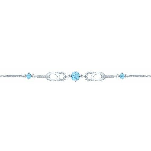 Браслет Diamant online, серебро, 925 проба, фианит, топаз, диаметр 8.5 см., длина 17 см.