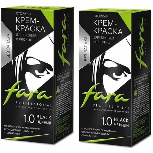 Fara, Крем-краска для бровей и ресниц, тон 1.0 черный, 30 мл, 2шт