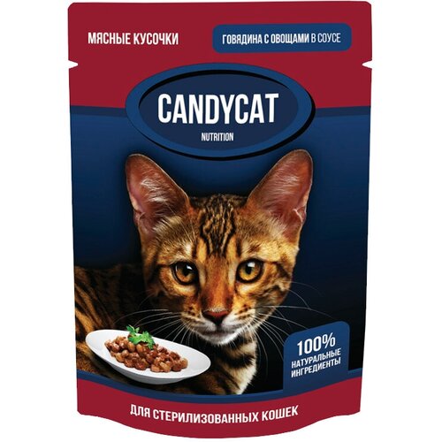 Candycat влажный корм для стерилизованных кошек с говядиной и овощами в соусе 85 г