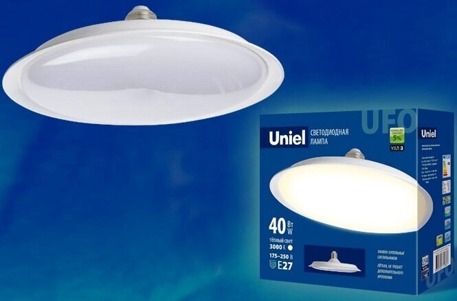 Лампа светодиодная Uniel LED-U220, Форма "UFO" (40Вт, Е27, 3000К) UL-00004573