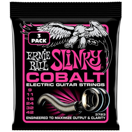 Струны ERNIE BALL 3723 Cobalt Slinky Super 3 Pack 9-42 для электрогитары