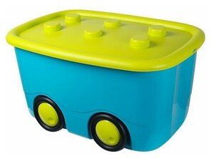 Ящик для игрушек на колесах М 2598 моби бирюзовый 44 л