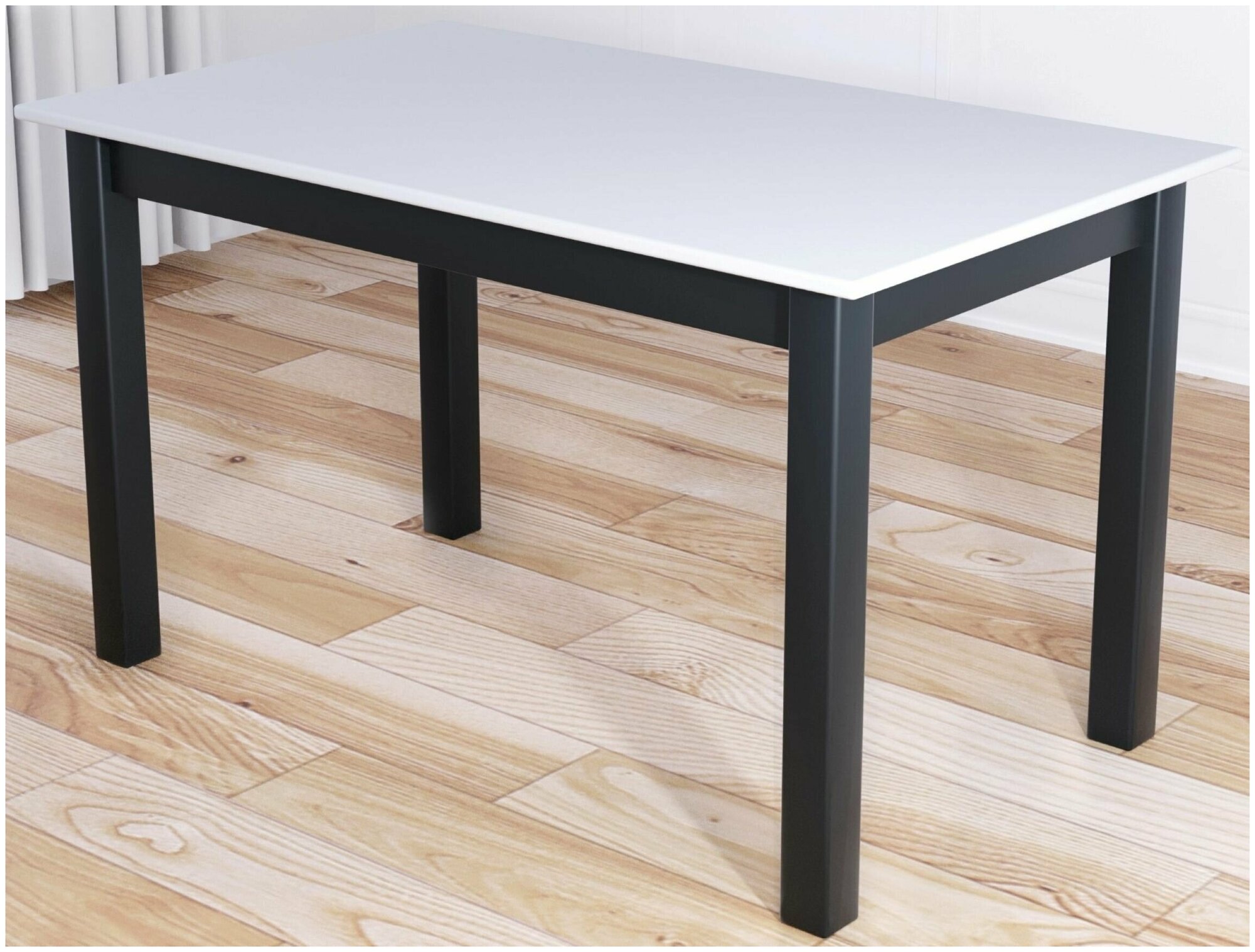 Стол кухонный Классика из массива сосны, белая столешница 20 мм и ножки цвета антрацит, 120х60х75 см - фотография № 1