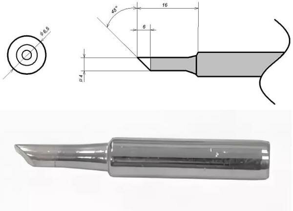 Жало ELEMENT ELEMENT-900-MT-4C, Жало для паяльника ELEMENT-900-MT-4C (прямое скошенное), 1шт