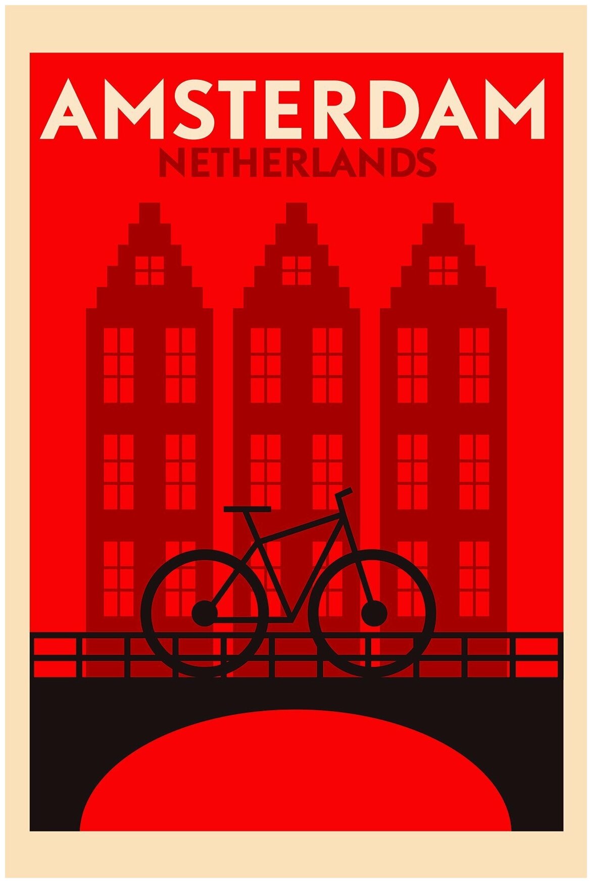 Постер / Плакат / Картина Красный Амстердам 90х120 см в подарочном тубусе