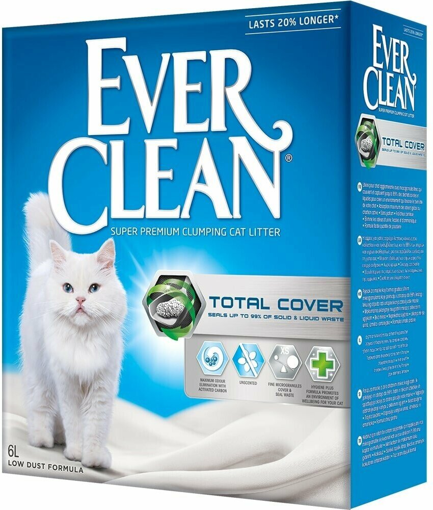 Наполнитель для кошек комкующийся Ever Clean Total Cover, 6 л