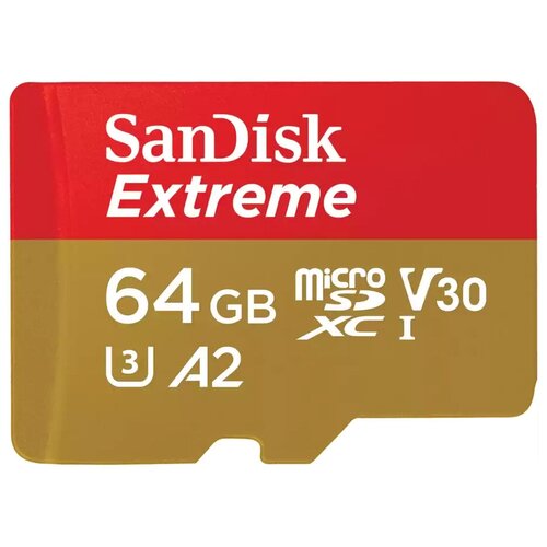 Карта памяти SanDisk MicroSDXC 64GB Sandisk Extreme UHS-I U3 V30 A2 170/80MB/s, без адаптера