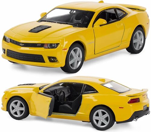 Металлическая машинка Kinsmart 1:38 «2014 Chevrolet Camaro» KT5383D, инерционная / Желтый