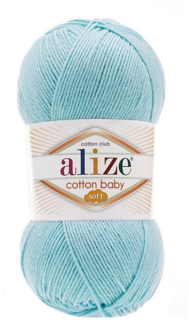 Пряжа Alize Cotton baby soft (Ализе Коттон беби софт) цвет: 40 голубой, 50% хлопок, 50% акрил 100г/270м, 1 шт