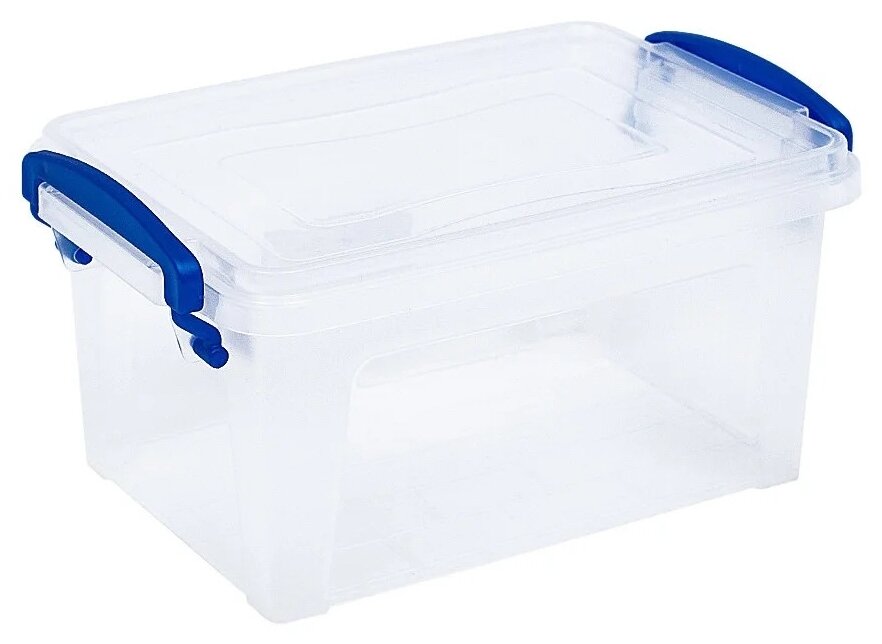 Контейнер DD Style Клиер, глубокий, прозрачный с синими ручками, 1.75 л