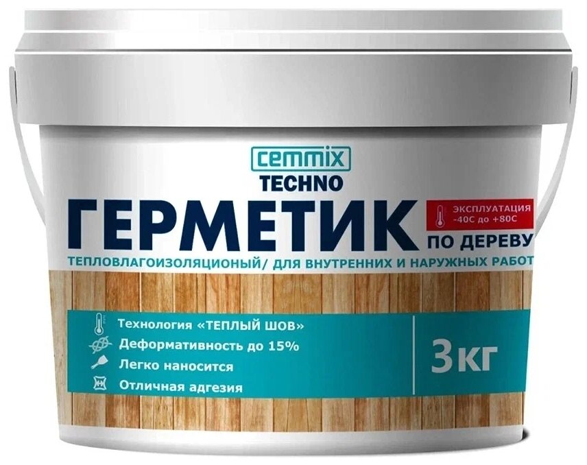 Герметик Cemmix по дереву для теплого шва 3 кг