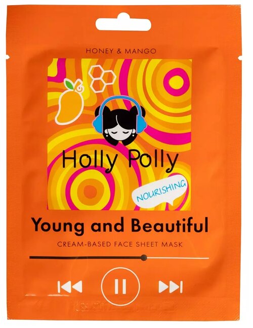 Holly Polly Тканевая маска Питающая с медом и манго Young and Beautiful на кремовой основе, 22 г