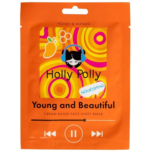 Holly Polly Тканевая маска Питающая с медом и манго Young and Beautiful на кремовой основе, 22 г, 22 мл