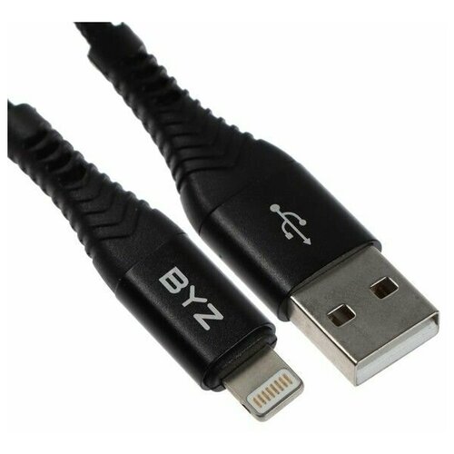 кабель usb lightning bc x57 5a оплетка ткань черный 1 шт Кабель, провод BYZ BC-029, Lightning - USB, 5 А, 1 м, нейлон, черный