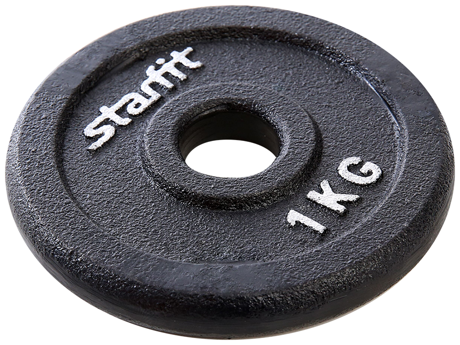Диск чугунный STARFIT BB-204 1 кг, d=26 мм, черный, 4 шт.