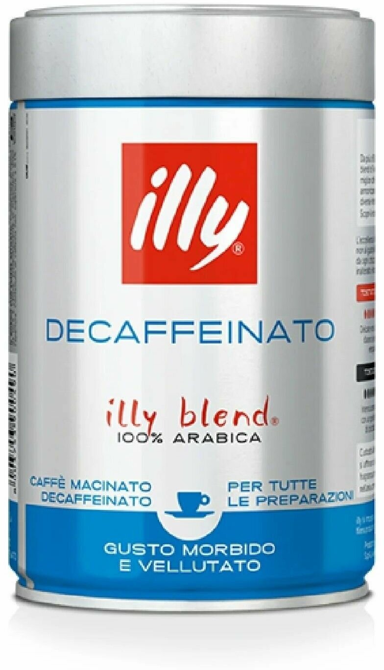 Кофе молотый ILLY без кофеина DECAF, 100% арабика 250 гр ж/б