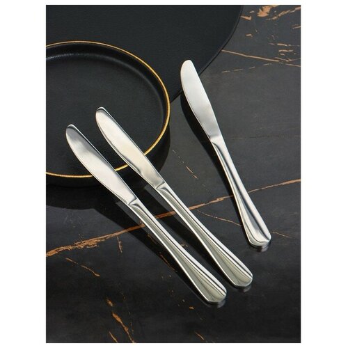 Набор ножей десертных Доляна h 205 см толщина 5 мм 410 сталь 3 шт 610₽