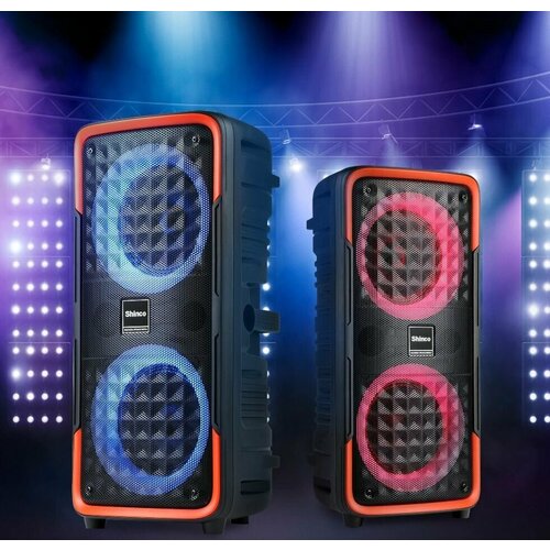 Большая мощная портативная блютуз колонка беспроводная переносная с караоке микрофон c поддержкой Bluetooth подсветкой с радио и AUX 499900₽