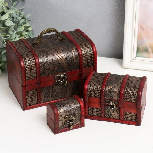 Шкатулка сундучок Листва набор 3 шт 13х132х18 см 1502₽