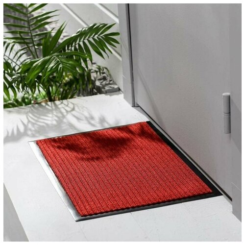Коврик придверный влаговпитывающий Стандарт 4060 см ребристый цвет бордовый 456₽