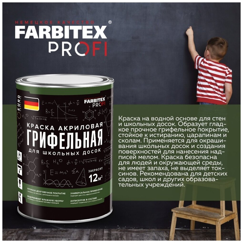 Краска грифельная для школьных досок FARBITEX PROFI 1 л черная