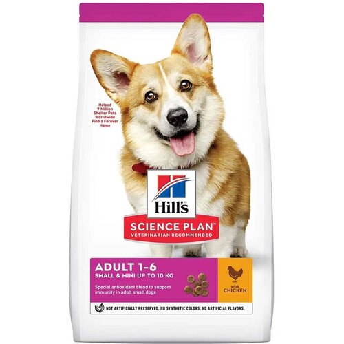 Hills Science Plan Сухой корм для взрослых собак малых и миниатюрных пород с курицей (Adult Small Miniature) 2821T604734 | SP Canine Adult S M wChicken 61, 5kg 1, 5 кг 15598 (1 шт), Hill's  - купить со скидкой