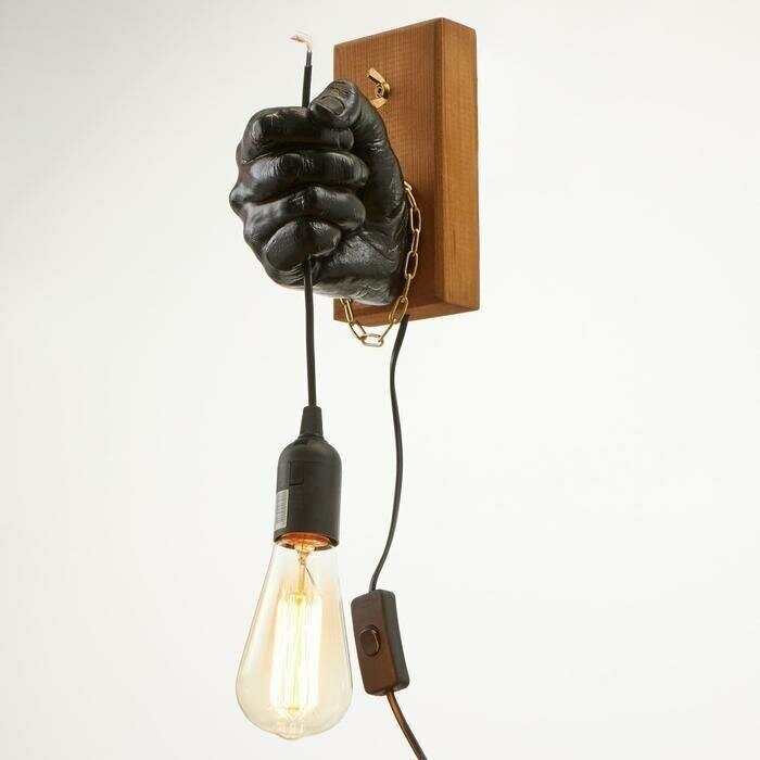 Светильник настенный лофт "Правая рука" E27 60Вт черный 18х18х10 см - фотография № 2