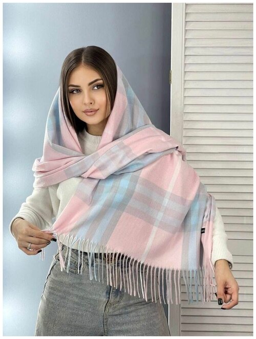 Палантин Cashmere, 180х70 см, бежевый, голубой