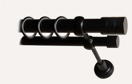 Изображение товара Карниз металлический Астория, 2-рядный, гладкий, D-25/16 мм, цвет черный, 3,6 м.