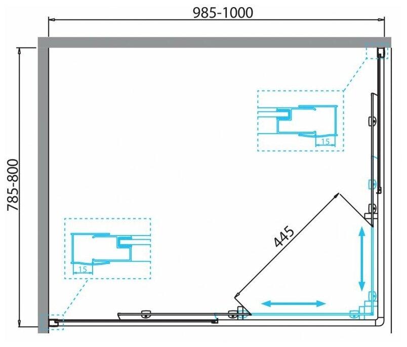 Душевой уголок BelBagno DUE-AH-2-100/80-C-Cr 1000x800x1900 - фотография № 6