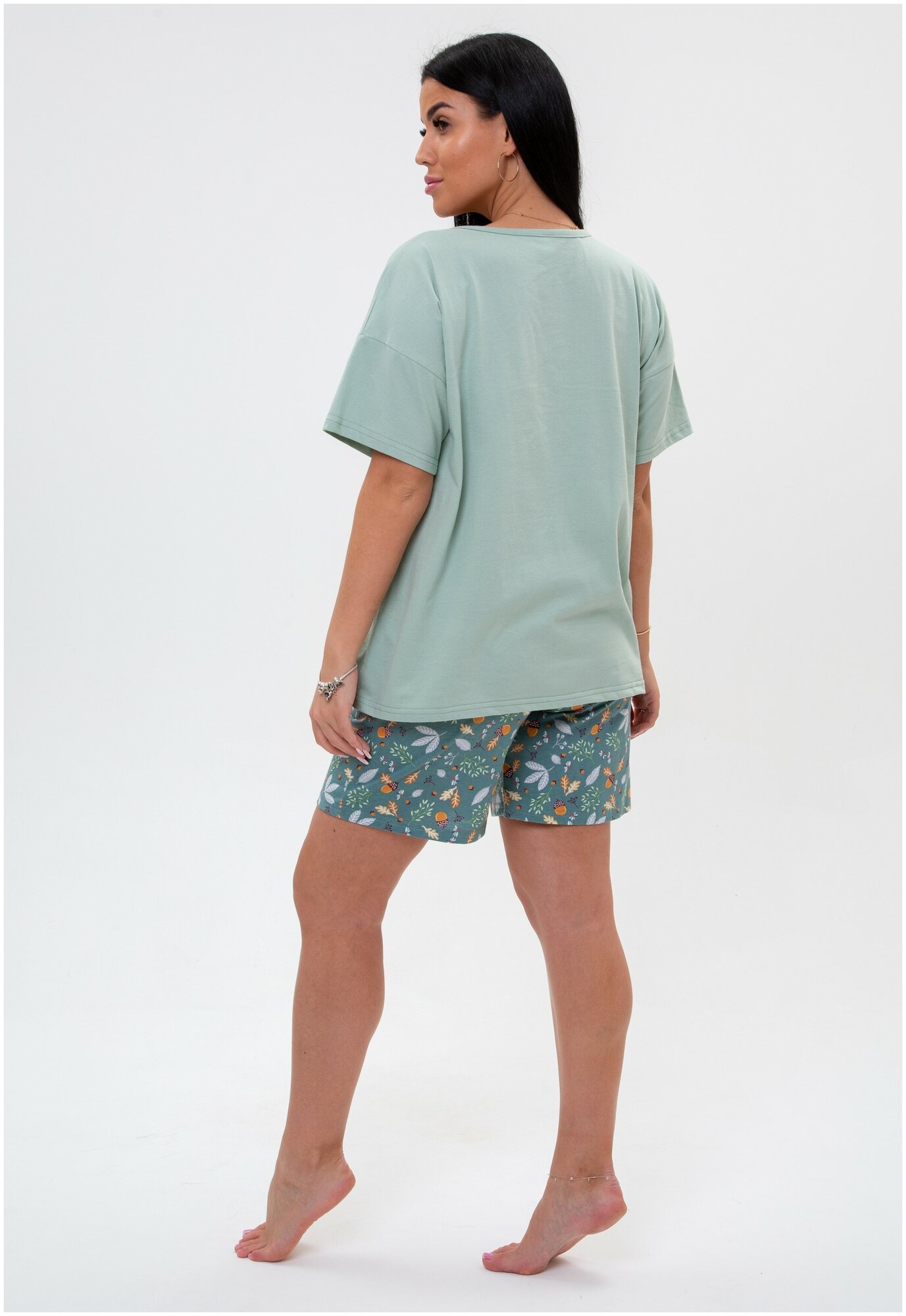 Пижама с шортами Modellini 1725 комплект для дома, зеленый - фотография № 6