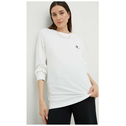 Футболка унисекс Converse Standard Fit Left Chest Star Chev Emb Long Sleeve Tee 10023872102 с длинным рукавом белая (XL)