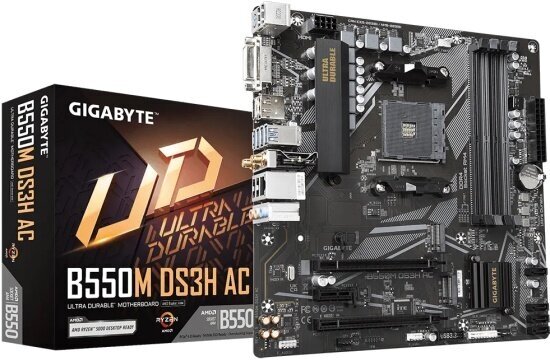 Материнская плата Gigabyte B550M DS3H (AM4, mATX)