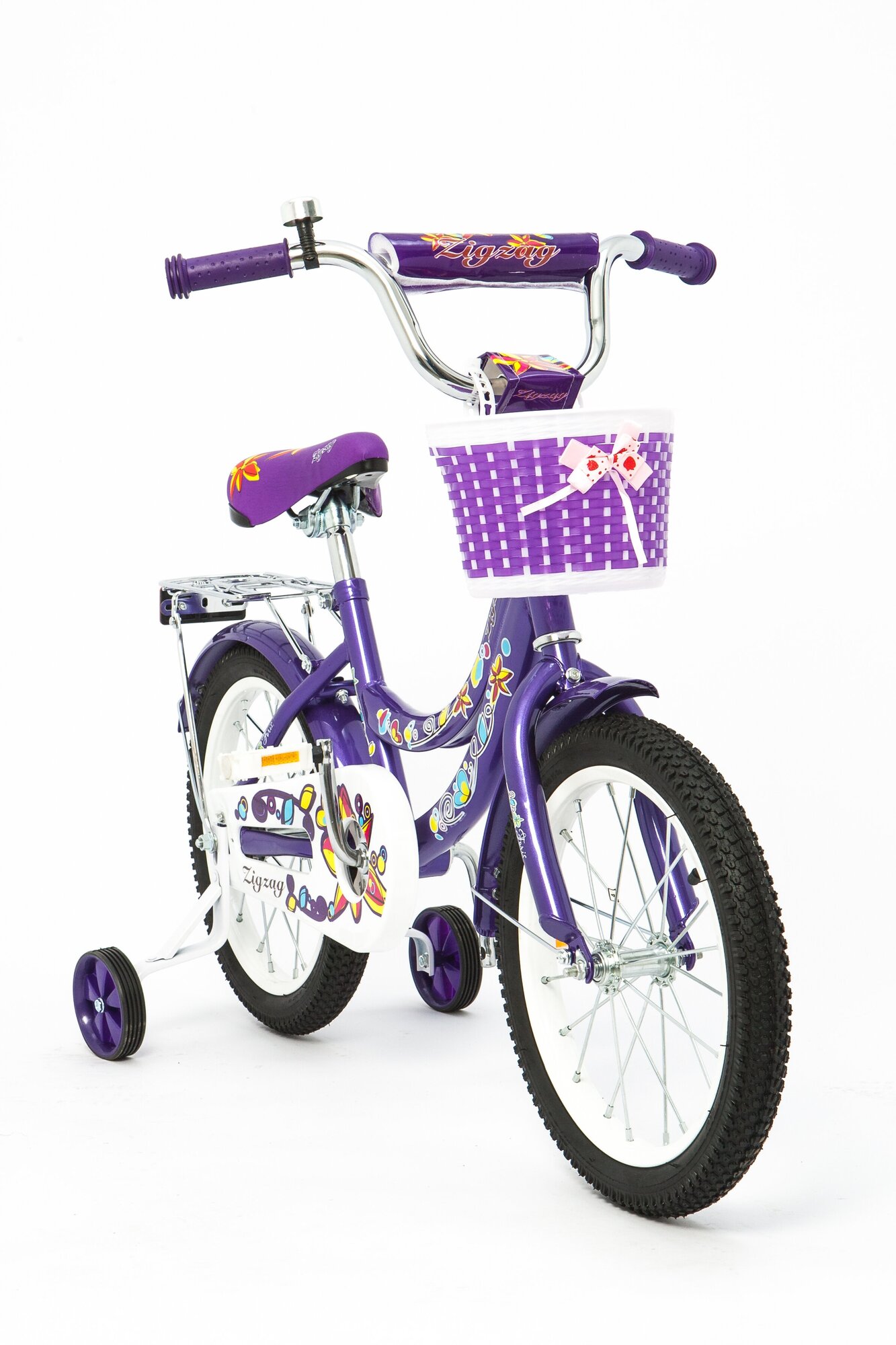 Велосипед детский двухколесный 14" ZIGZAG FORIS фиолетовый для детей от 3 до 5 лет на рост 90-110см (требует финальной сборки)