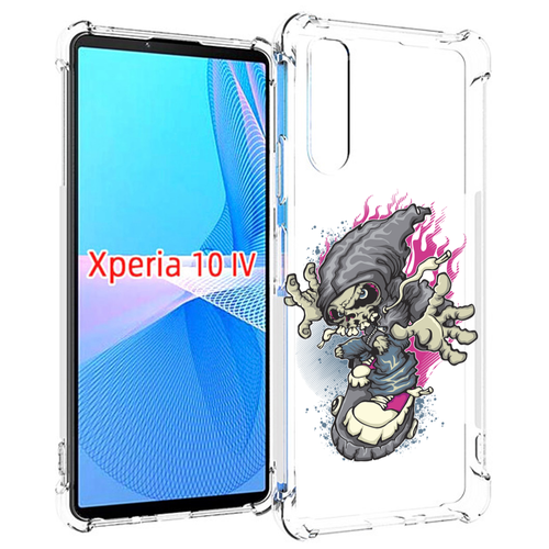 Чехол MyPads нарисованный скелет на скейт борде для Sony Xperia 10 IV (10-4) задняя-панель-накладка-бампер чехол mypads нарисованный скелет на скейт борде для tecno spark 10 pro задняя панель накладка бампер