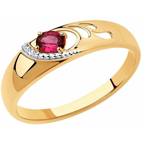 Кольцо SOKOLOV красное золото, 585 проба, бриллиант, рубин, размер 17