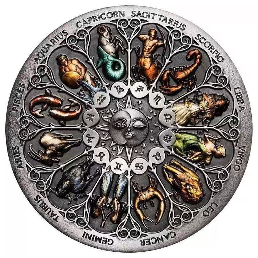 Сувенирная монета "Знаки зодиака", 4см , латунь