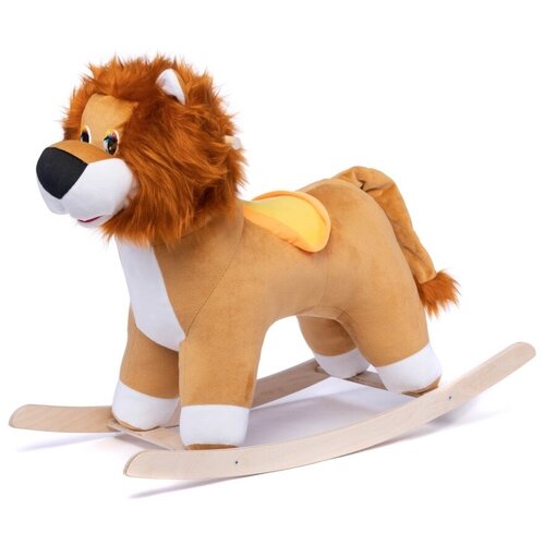 Лев Качалка Деревянная, Детская Игрушка Кресло Пони Для Малышей, Текстильная Мягкая Обивка с Полиэфирным Волокном, Для Детей