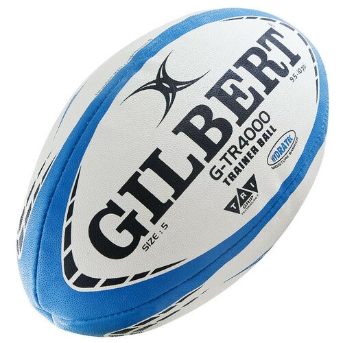 Мяч для регби GILBERT G-TR4000 42098105, р.5, резина, ручная сшивка, бело-черно-голубой