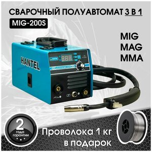 Сварочный полуавтомат HANTEL MIG 200 S /Инверторный аппарат хантел 200S/ Сварка в режимах /MIG/MAG и MMA/ Подарок мужу/другу/отцу