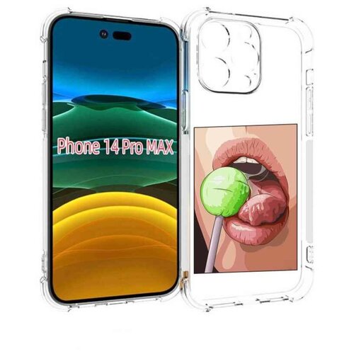Чехол MyPads зеленый-чупа-чупс женский для iPhone 14 Pro Max задняя-панель-накладка-бампер