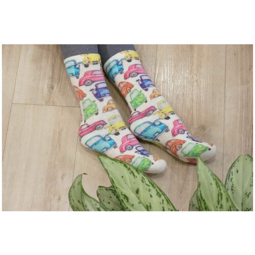 фото Носки шерстянки, размер 35/38, желтый, розовый, оранжевый, синий, белый