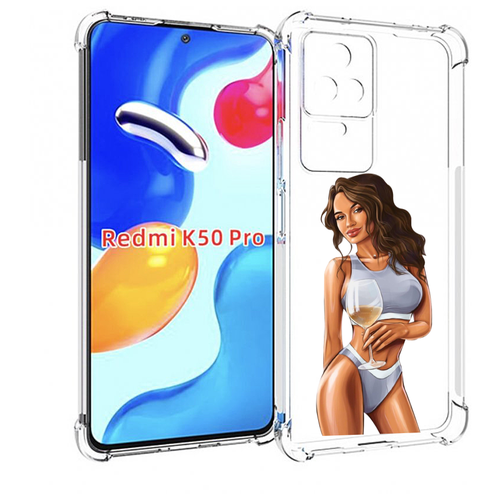 Чехол MyPads девушка-в-сером-купальнике- женский для Xiaomi Redmi K50 / K50 Pro задняя-панель-накладка-бампер чехол mypads девушка в сером купальнике женский для xiaomi black shark 5 pro задняя панель накладка бампер